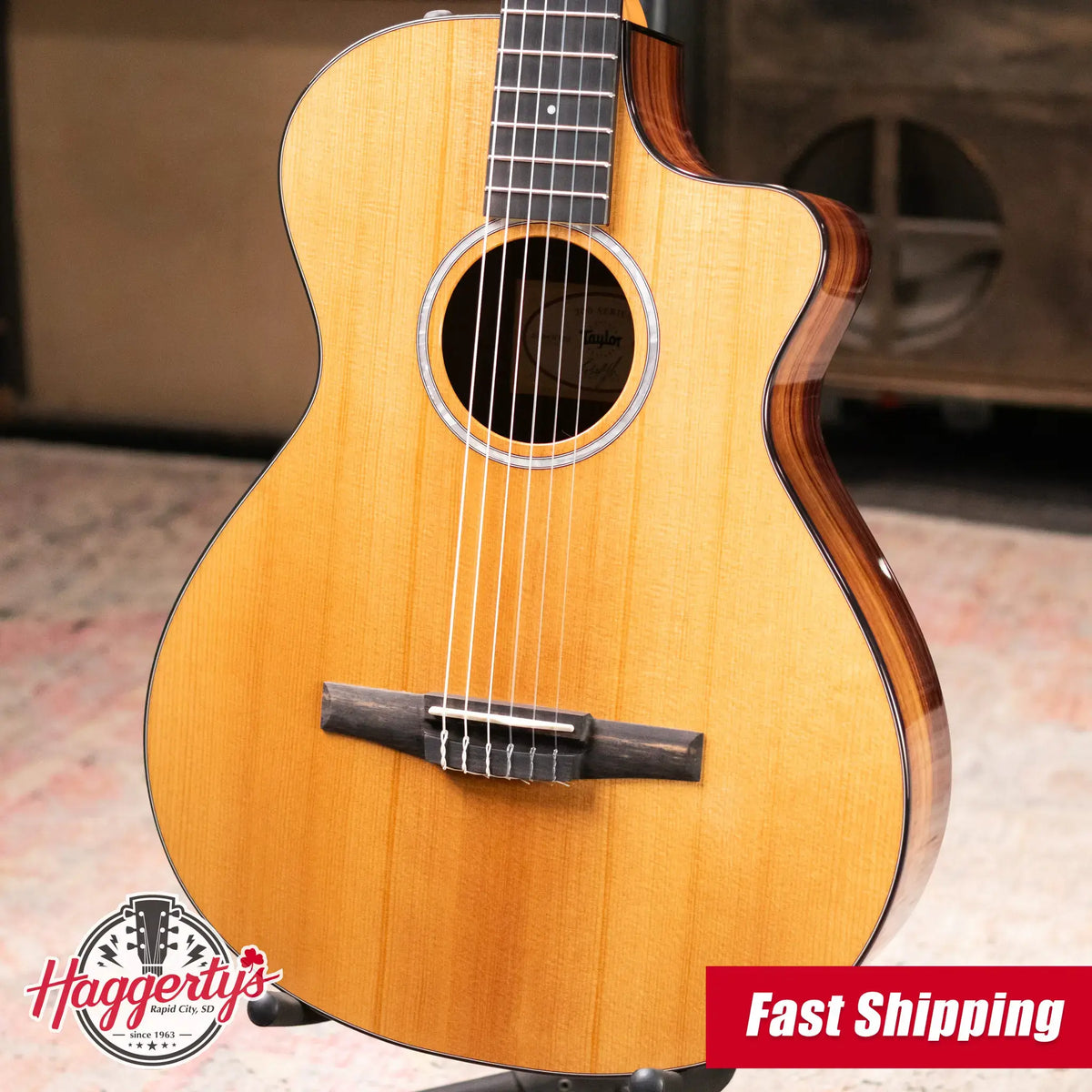 Taylor 212ce-N Plus Nylon Grand Concert Acoustic/Electric Guitar with Aerocase - Demo