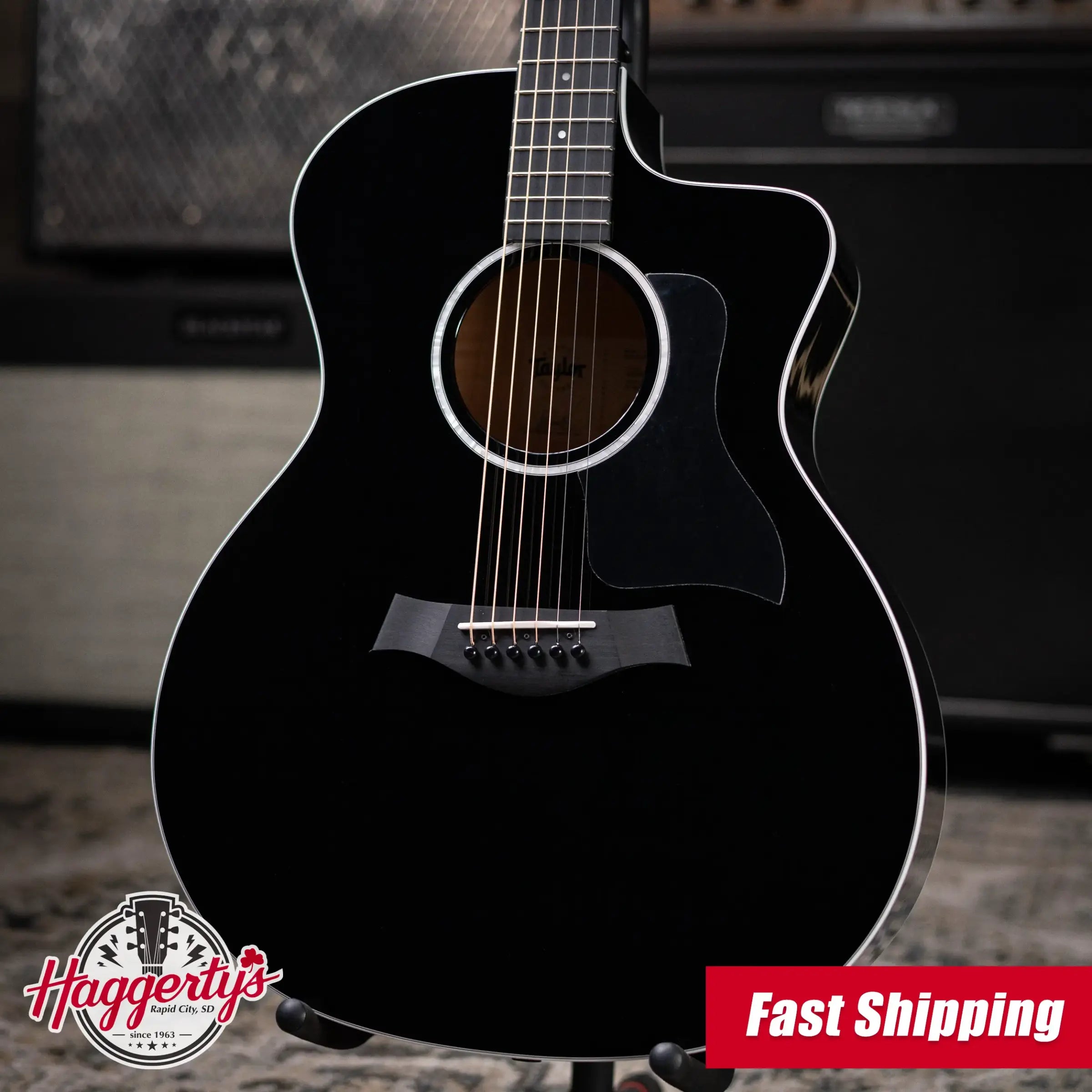 Taylor 214ce-BLK Plus Grand Auditorium Acoustic/Electric Guitar - Black with Aerocase