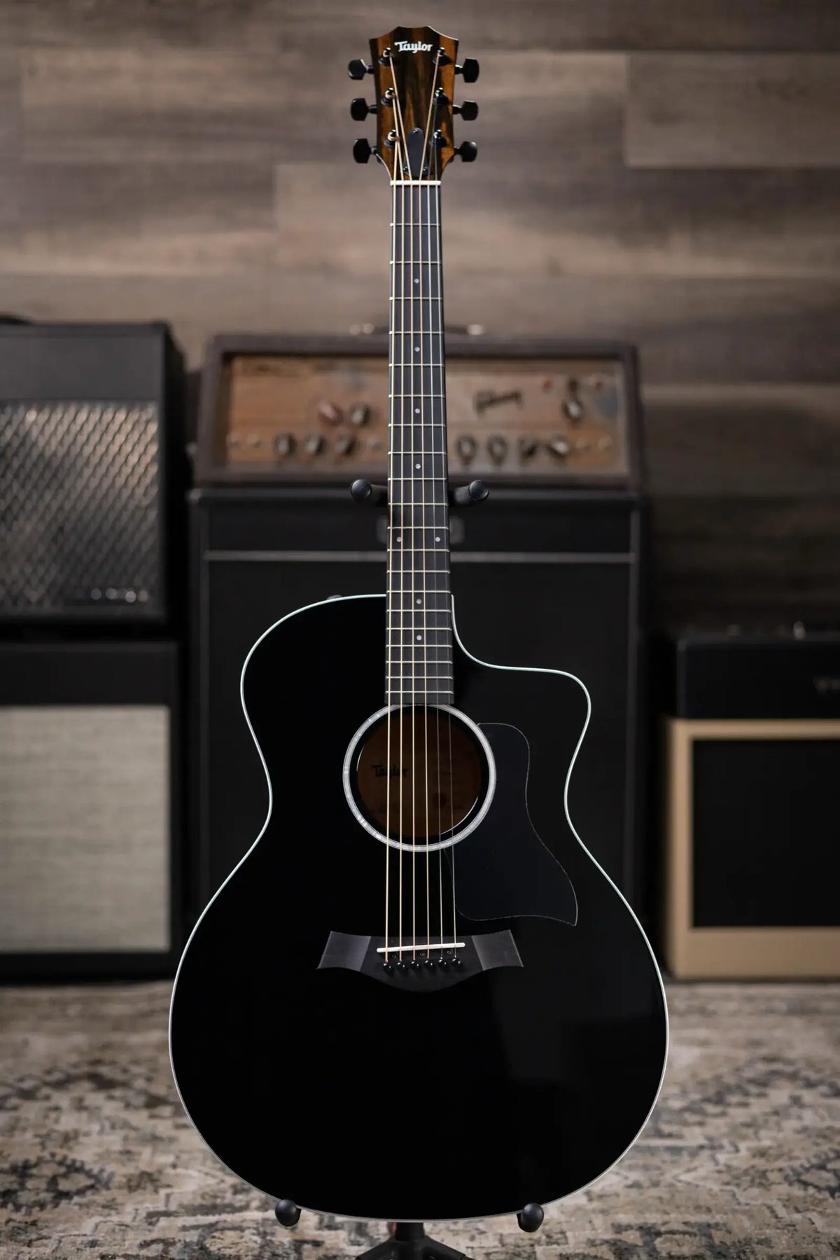 Taylor 214ce-BLK Plus Grand Auditorium Acoustic/Electric Guitar - Black with Aerocase