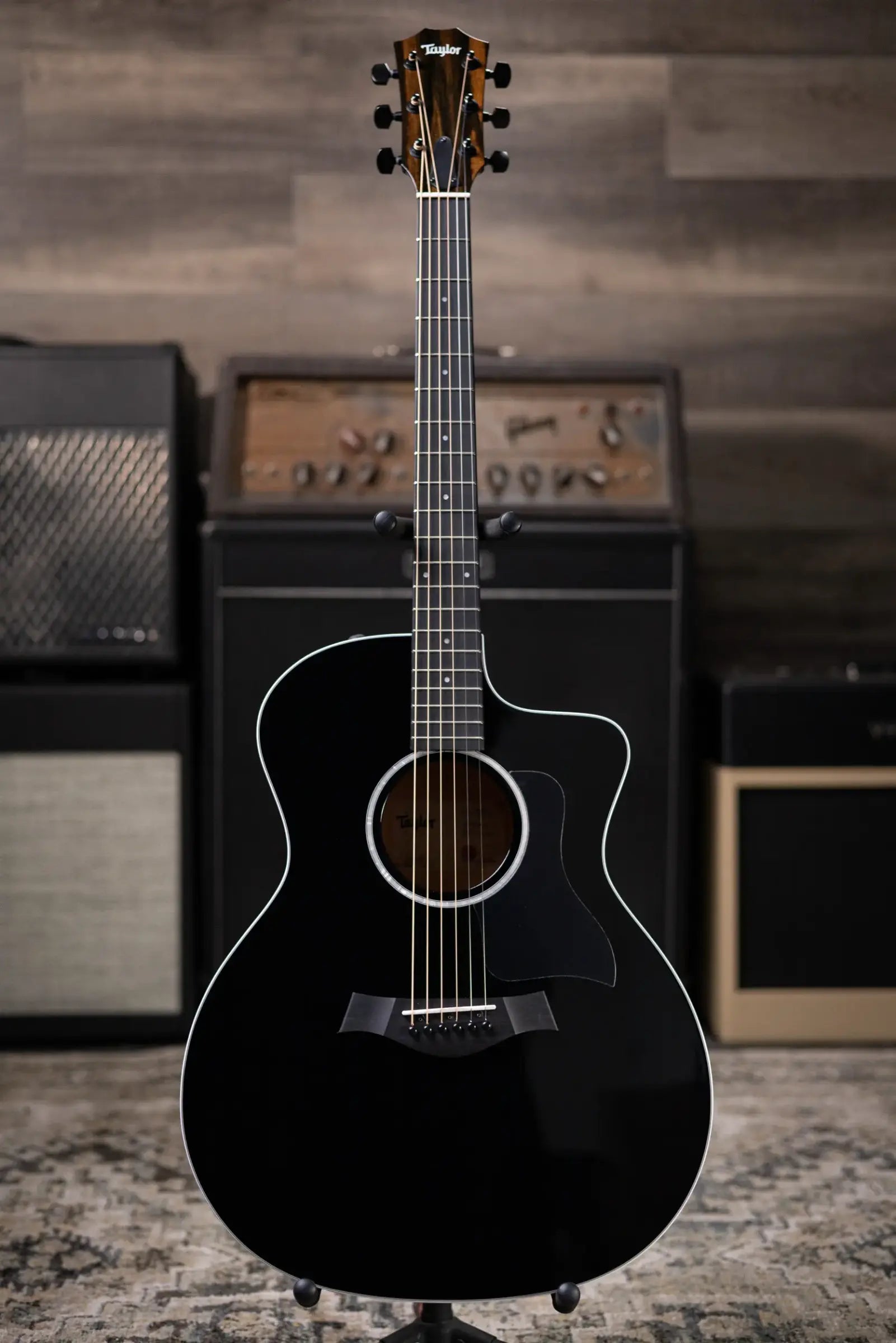 Taylor 214ce-BLK Plus Grand Auditorium Acoustic/Electric Guitar - Black with Aerocase