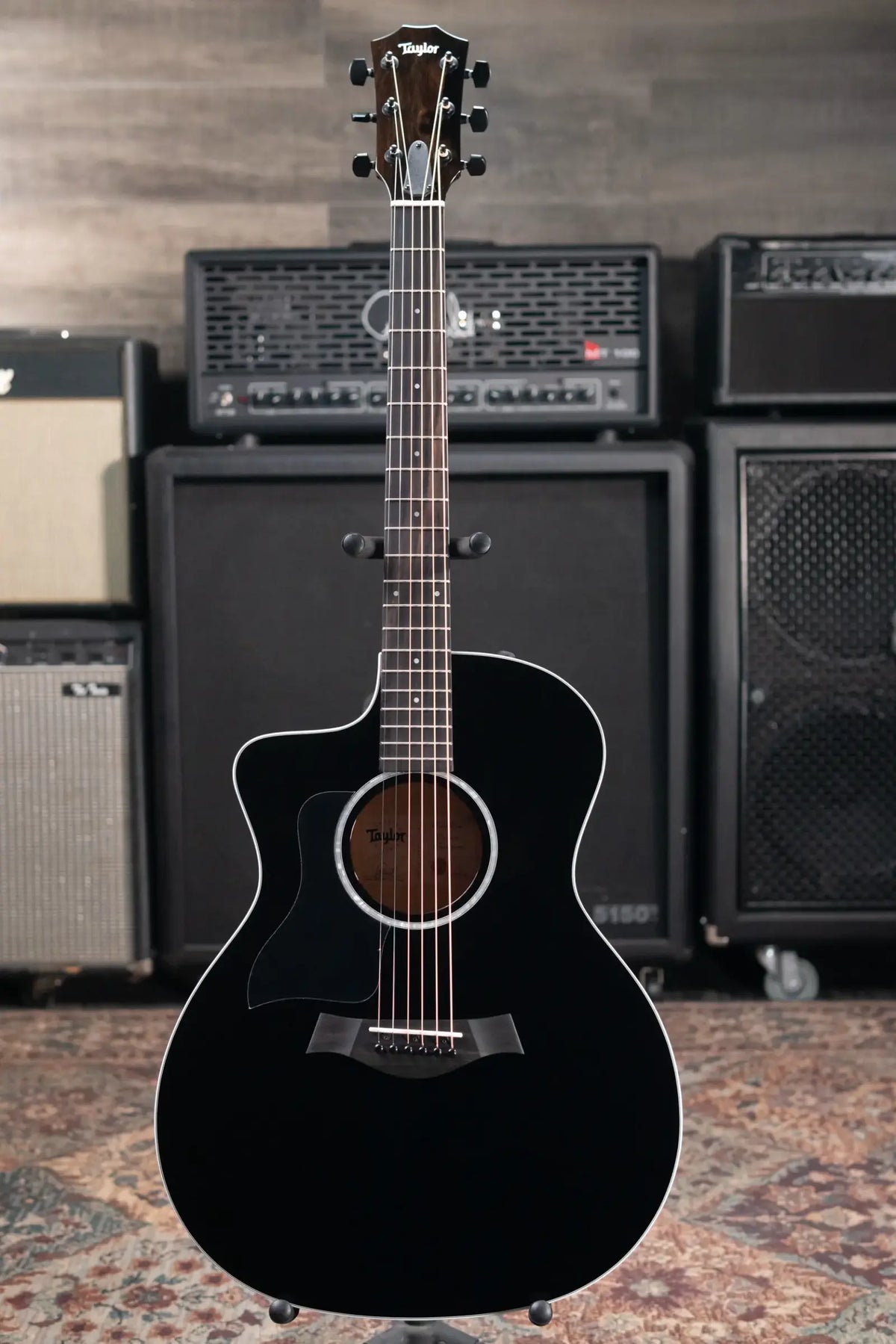 Taylor 214ce-BLK Plus Left-Handed Grand Auditorium Acoustic/Electric Guitar - Black with Aerocase - Demo