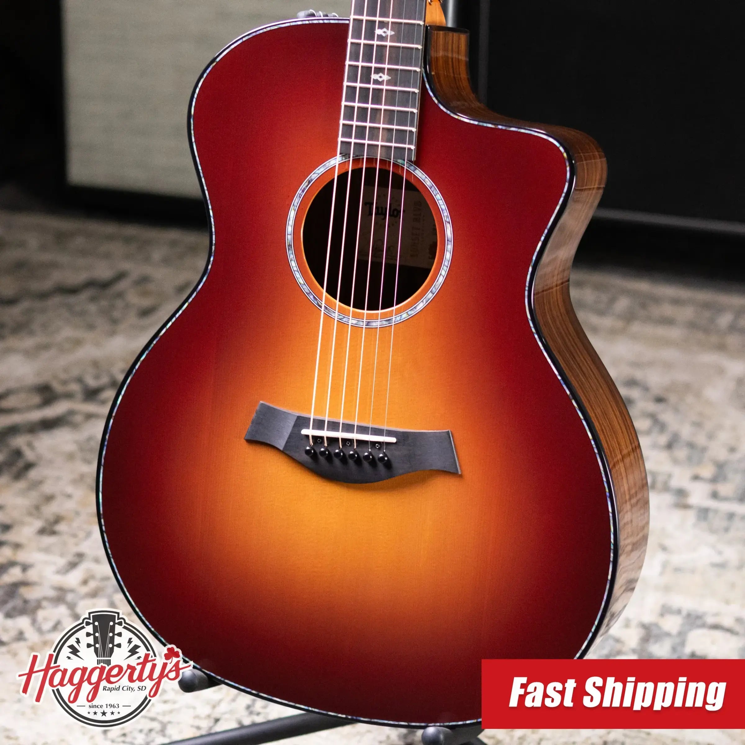Taylor 214ce DLX Sunset Blvd Grand Auditorium Acoustic/Electric Guitar - Sepia Burst with Hardshell Case - Prototype