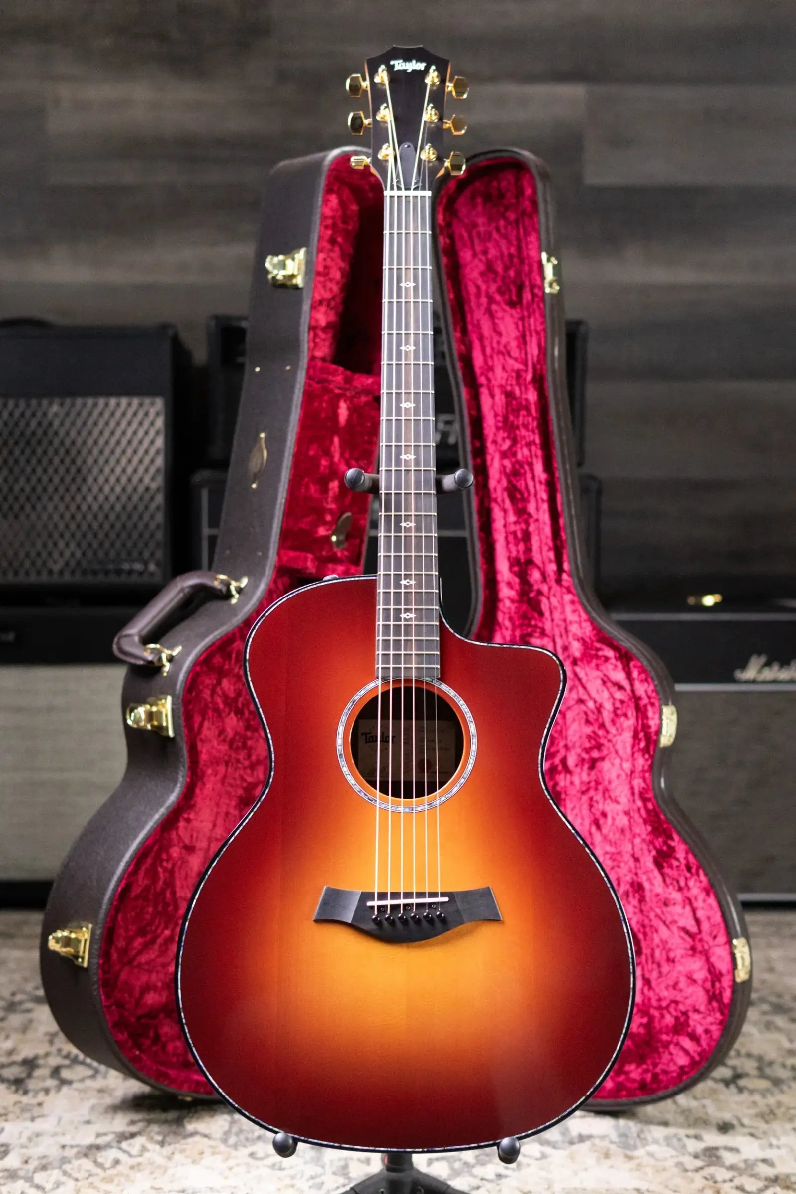 Taylor 214ce DLX Sunset Blvd Grand Auditorium Acoustic/Electric Guitar - Sepia Burst with Hardshell Case - Prototype