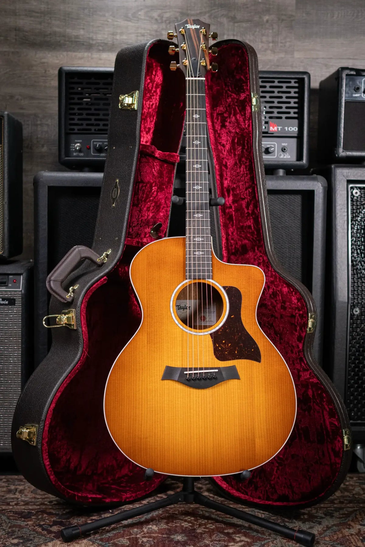 Taylor 214ce-K DLX Special Edition Grand Auditorium Acoustic/Electric Guitar - Honeyburst with Hardshell Case