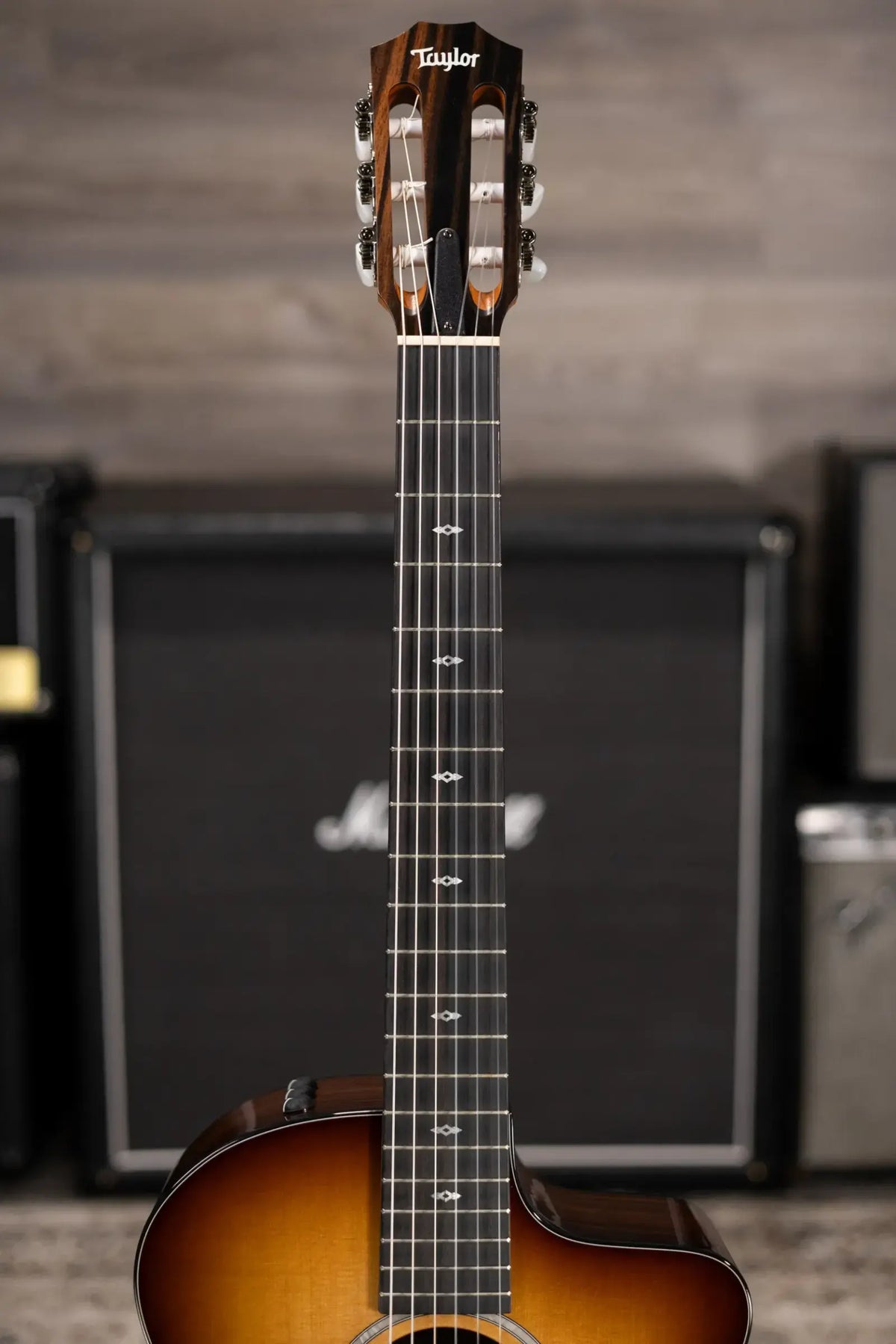 Taylor 214ce-N Plus Sunset Blvd Nylon Grand Auditorium Acoustic/Electric Guitar - Shaded Edge Burst with Aerocase