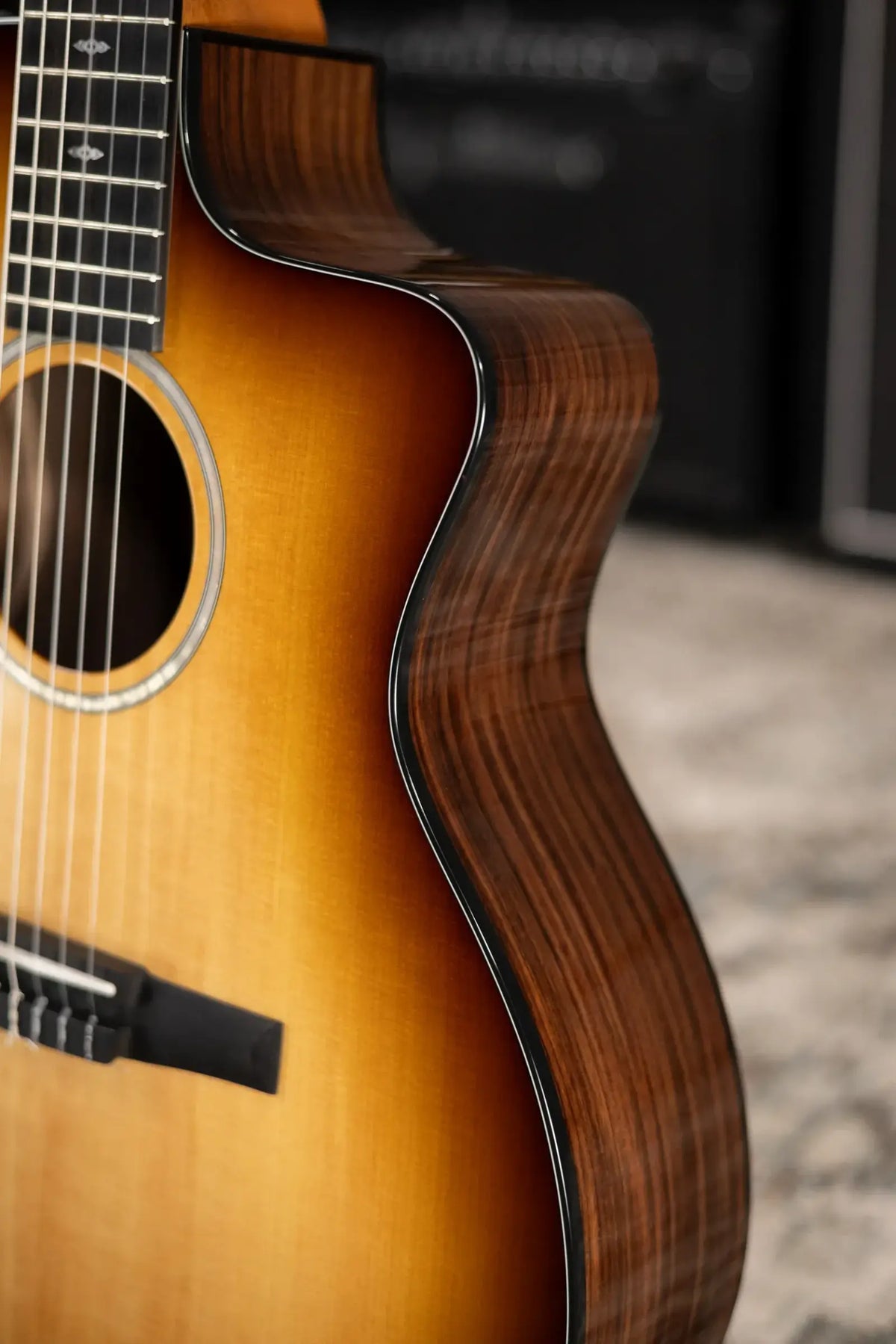 Taylor 214ce-N Plus Sunset Blvd Nylon Grand Auditorium Acoustic/Electric Guitar - Shaded Edge Burst with Aerocase