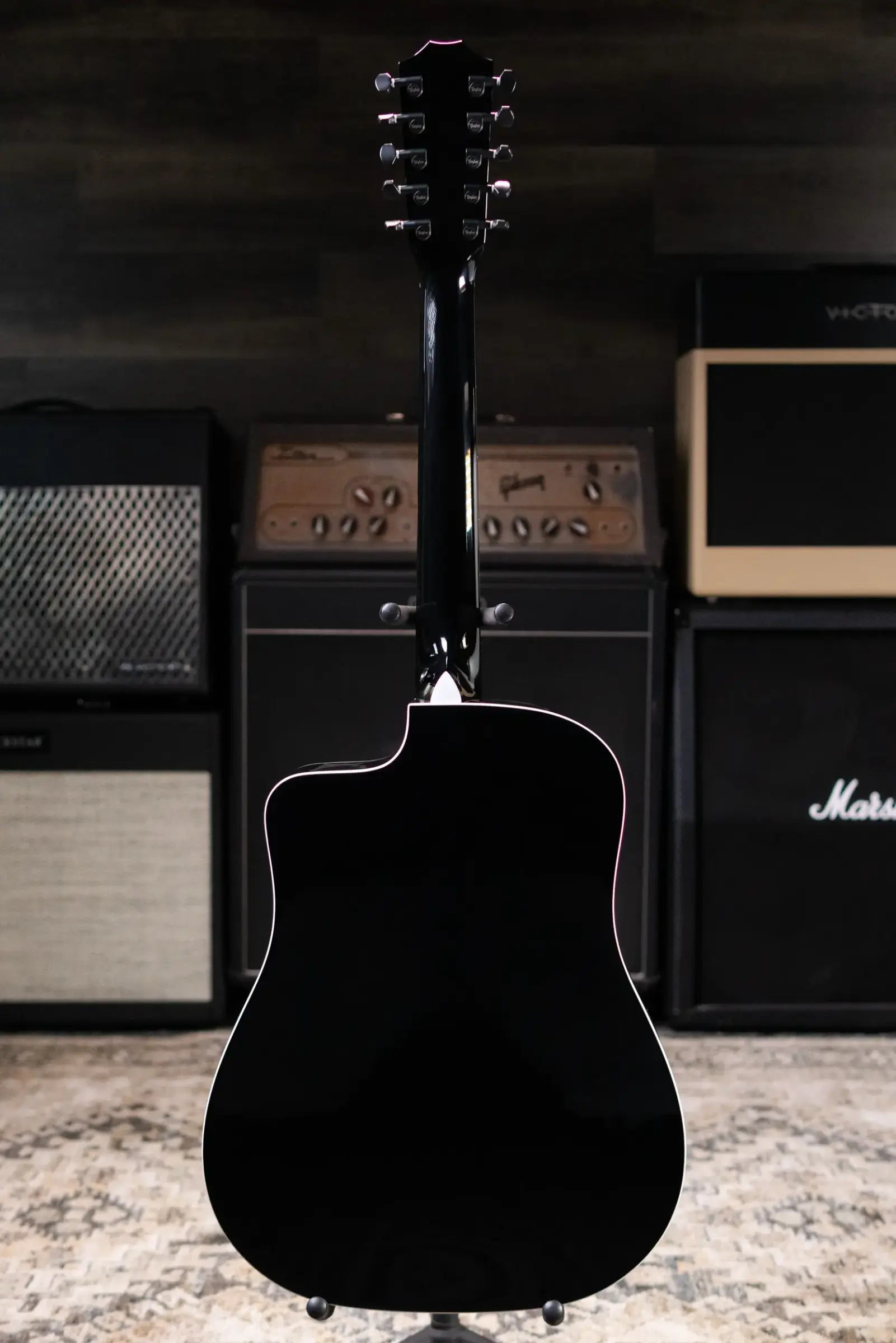 Taylor 250ce Plus BLK Bajo Quinto Acoustic/Electric Guitar - Black with Aerocase