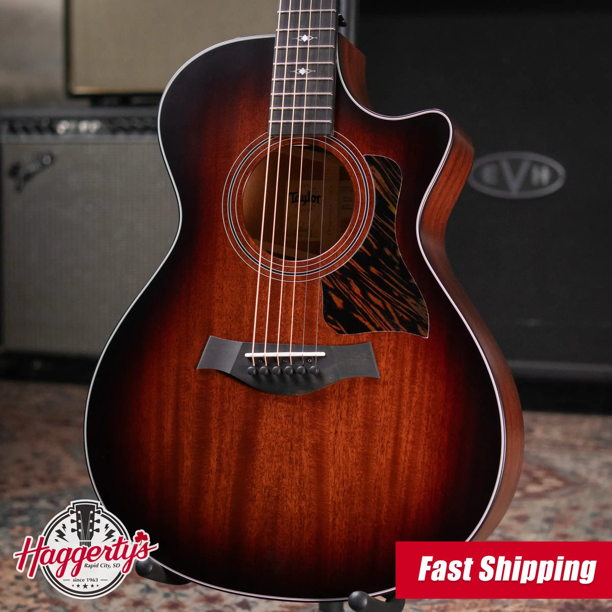 Taylor 322ce Grand Concert Acoustic/Electric Guitar - Shaded Edge Burst with Hardshell Case
