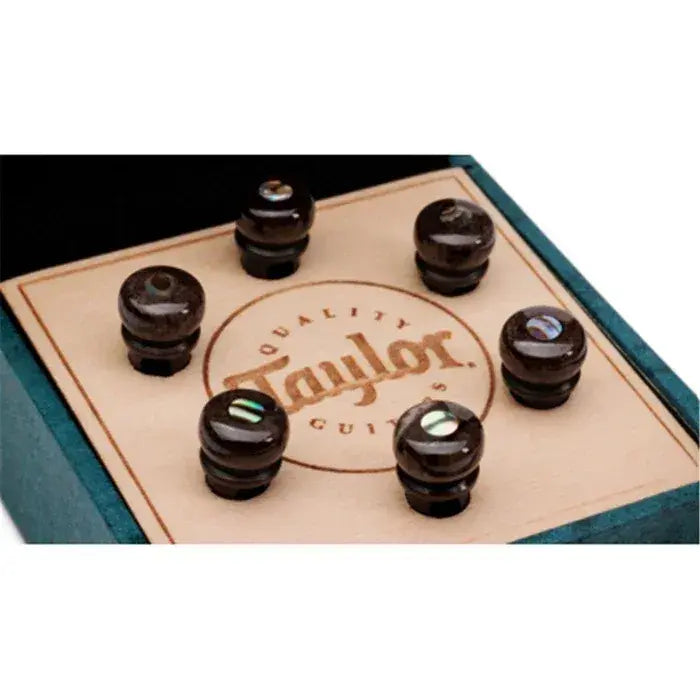 Taylor Bridge Pin Set, 5" Taper, Bone, Brown w/ Abalone