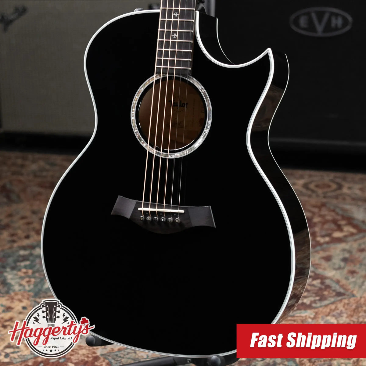 Taylor Custom Shop Grand Auditorium Thin Body Acoustic/Electric Guitar - Transparent Black with Hardshell Case
