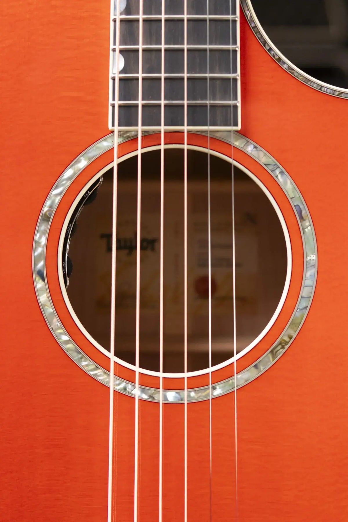 Taylor Doyle Dykes Signature Model Grand Auditorium Acoustic/Electric Guitar - Translucent Orange with Aerocase - Demo