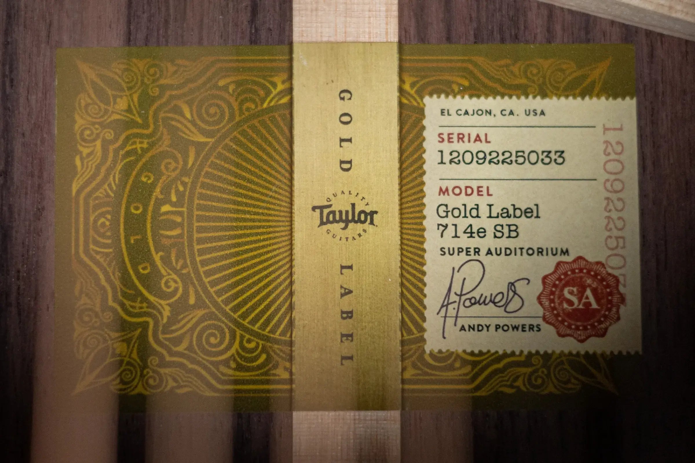 Taylor Gold Label 714e SB Super Auditorium Acoustic/Electric Guitar - Sunburst with Firestripe Pickguard and Hardshell Case
