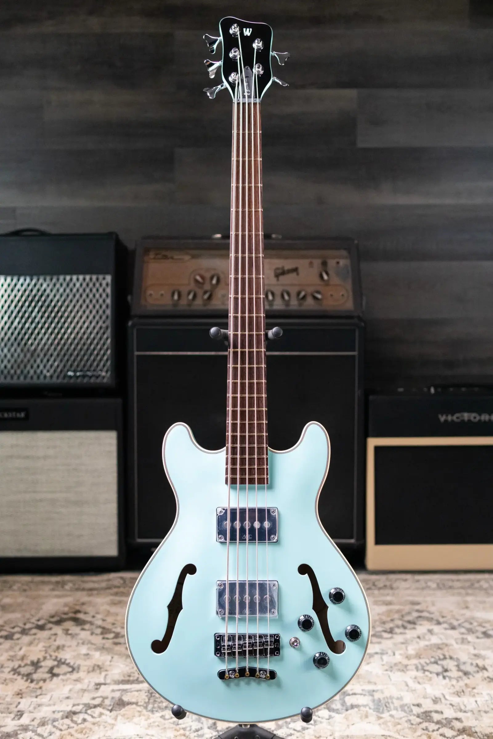 Warwick RockBass 5-String Star Bass - Solid Daphne Blue High Polish with Gig Bag