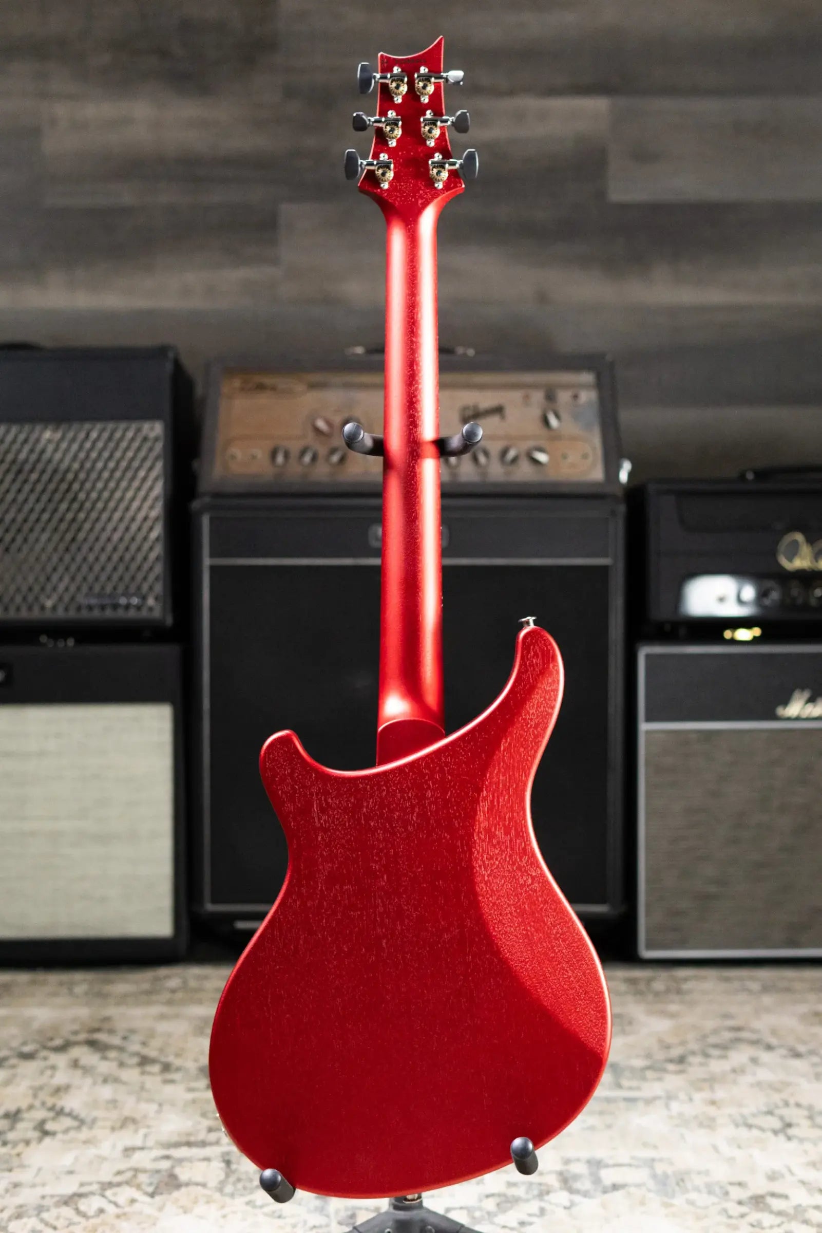 PRS S2 Vela Semi-Hollow Satin Electric Guitar - Red Apple Metallic with Gig Bag