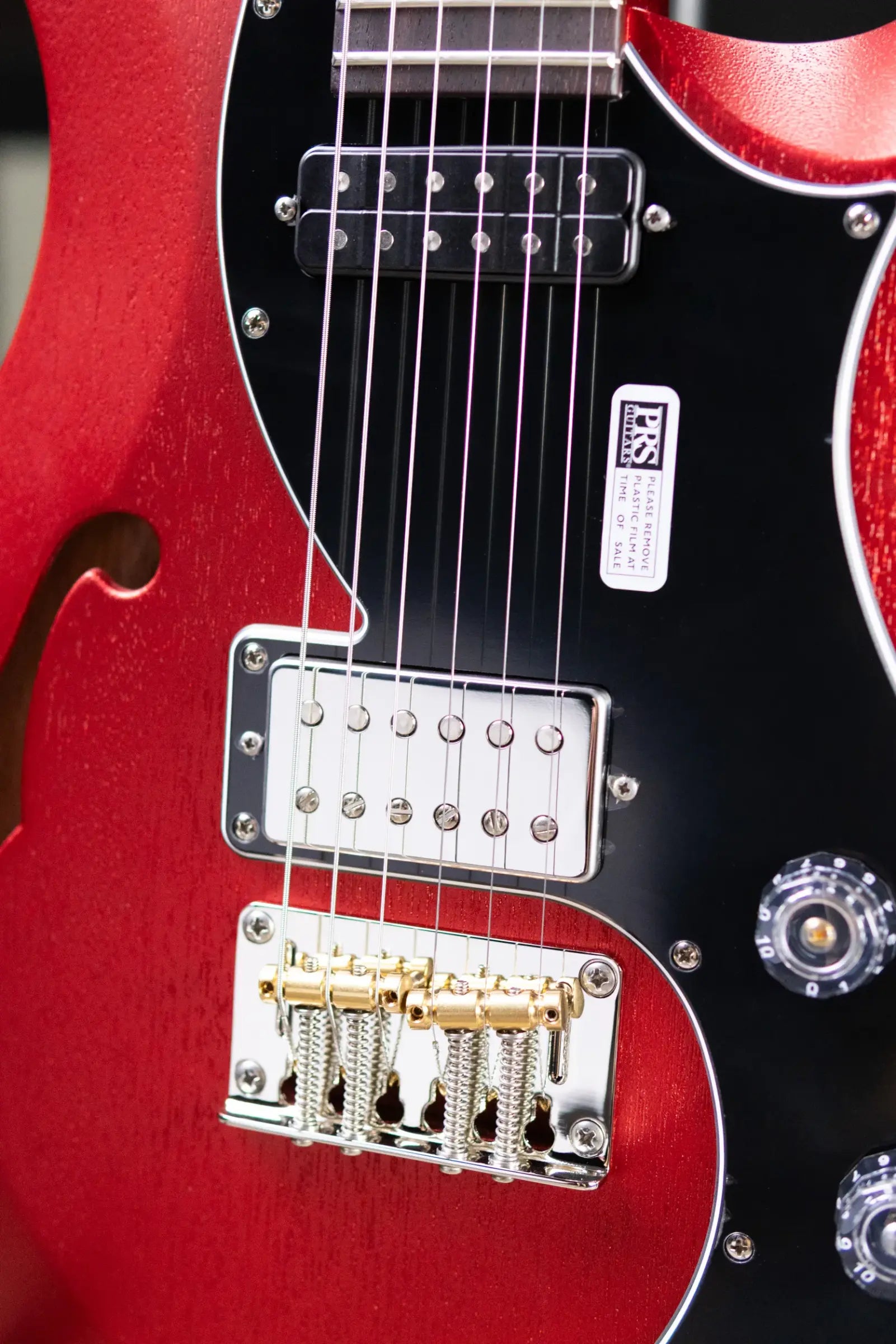 PRS S2 Vela Semi-Hollow Satin Electric Guitar - Red Apple Metallic with Gig Bag
