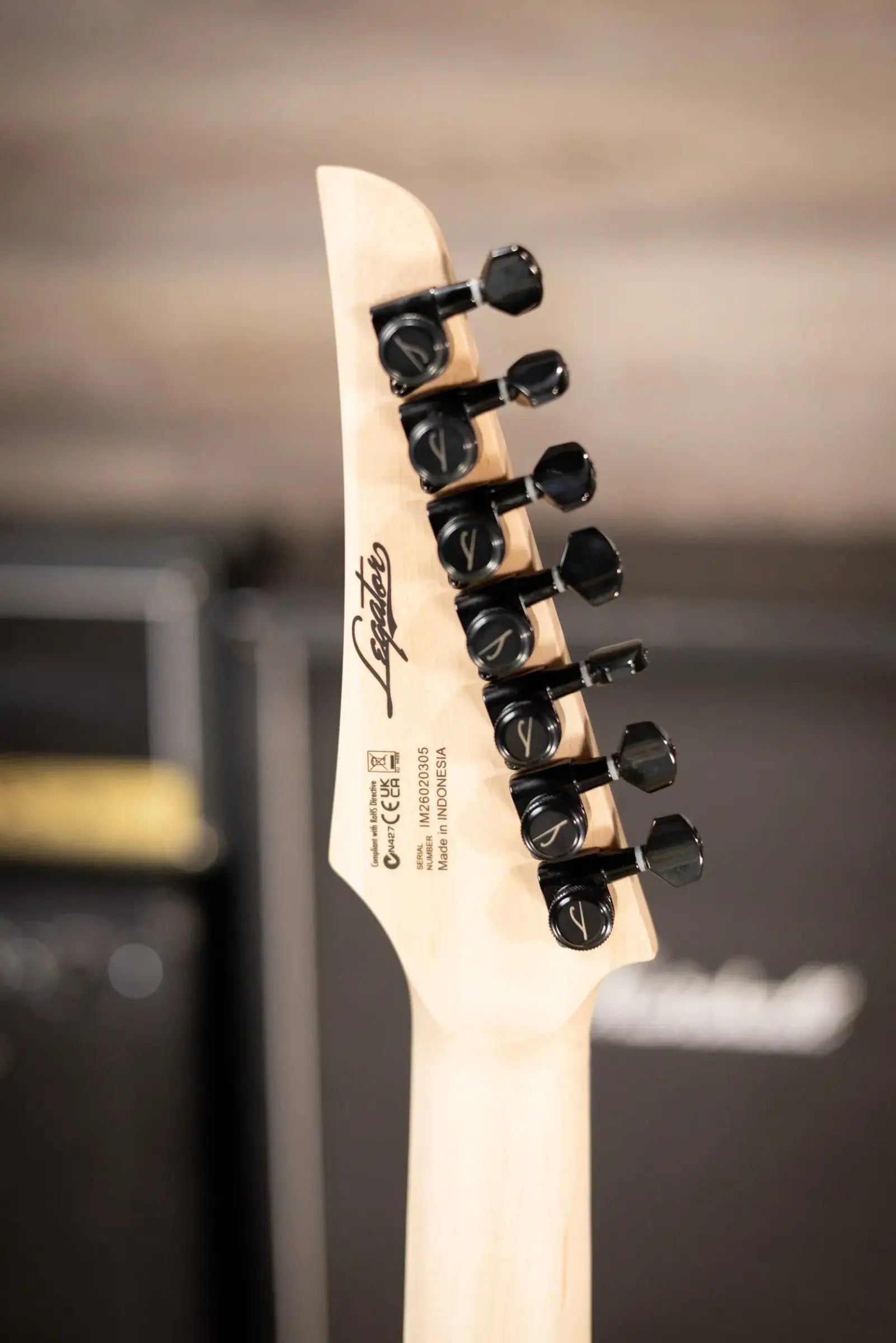 Legator N7FSSL-BLK 7-String Left Handed Multi-Scale Electric Guitar - Black QM