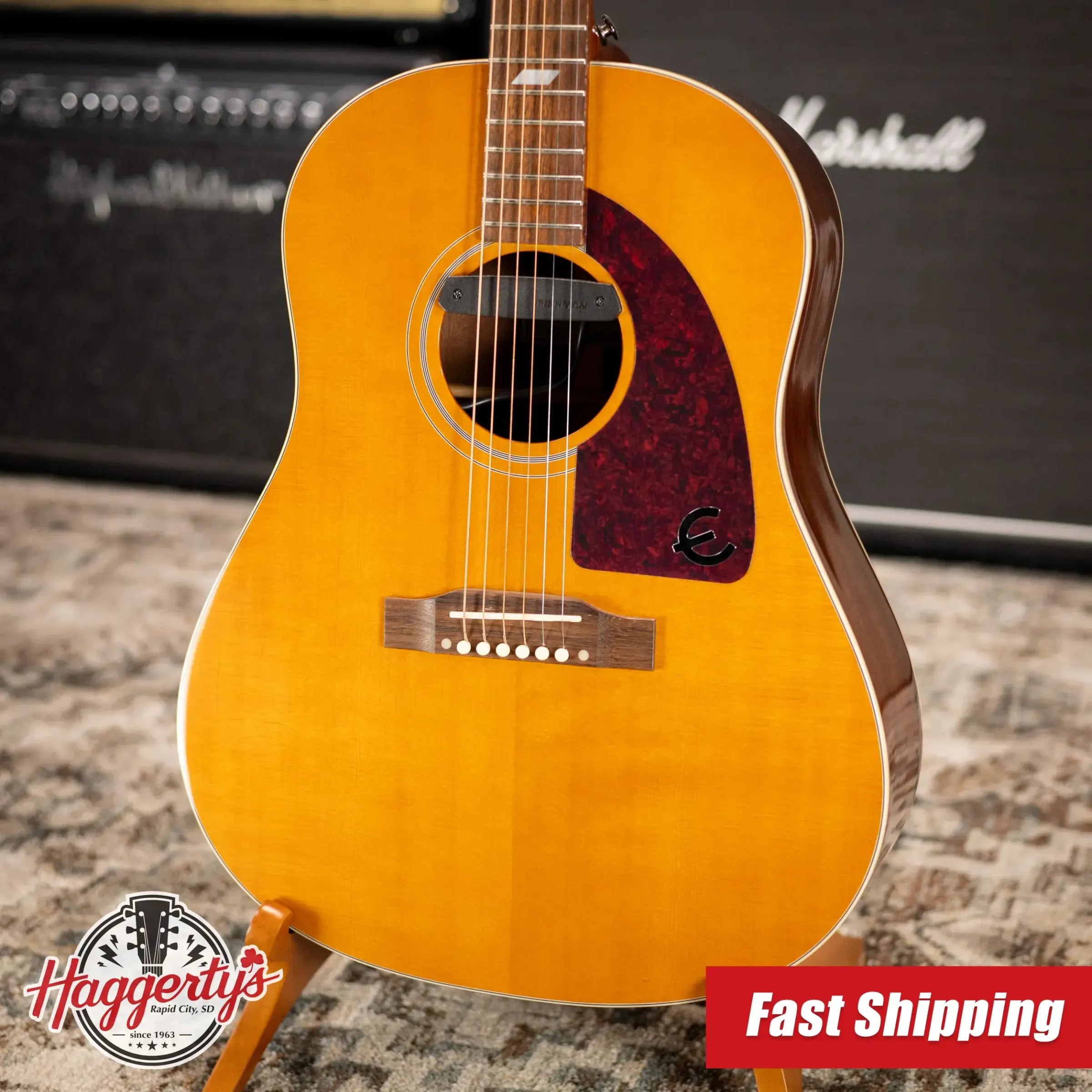 Epiphone Masterbilt Texan FT79 Acoustic Guitar with Fishman Pick-up - Natural with Hardshell Case - Used