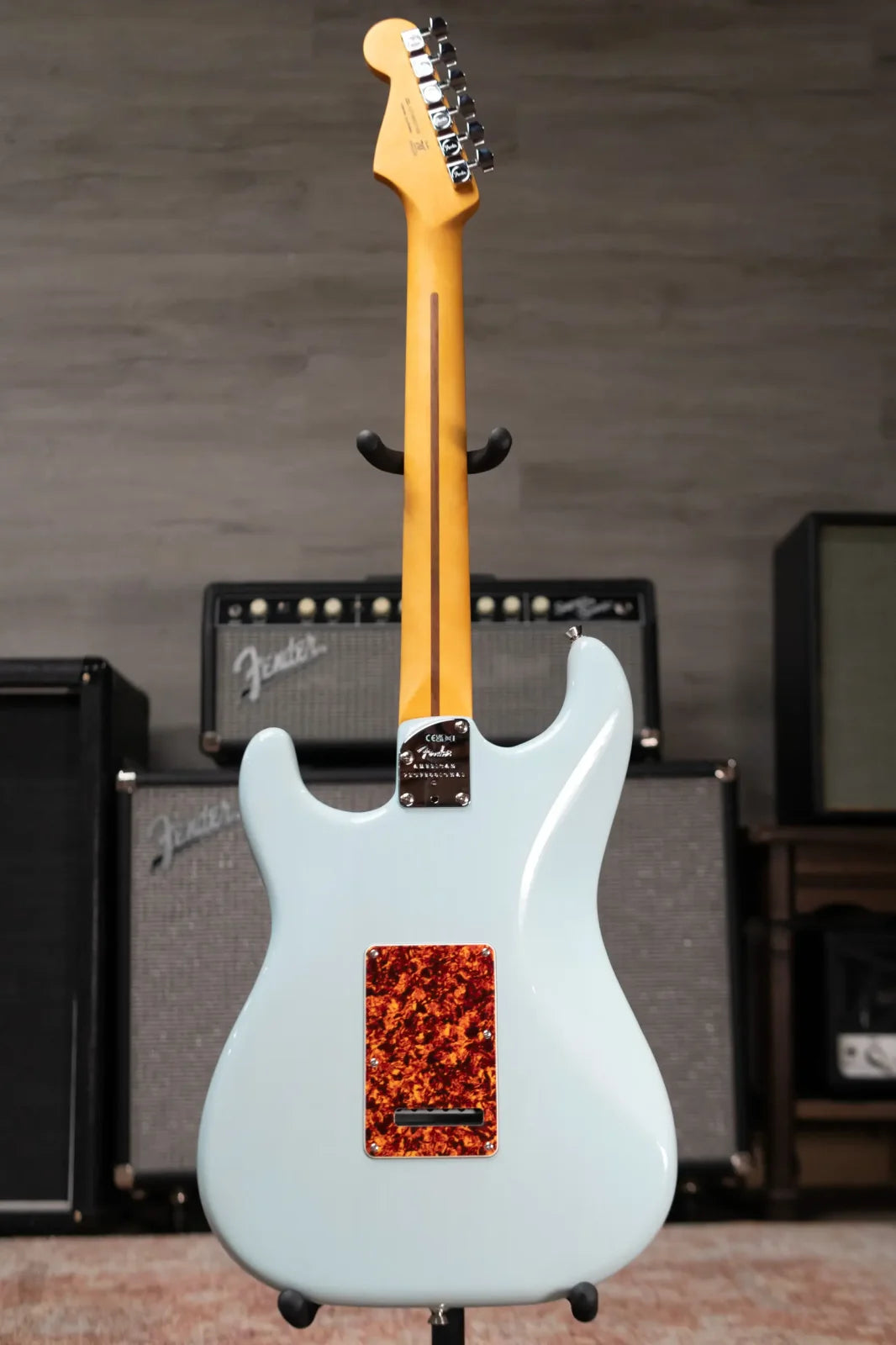 new 7.6 lb Fender American Professional II Stratocaster Thinline Transparent Daphne Blue with Hardshell Case haggertys 09