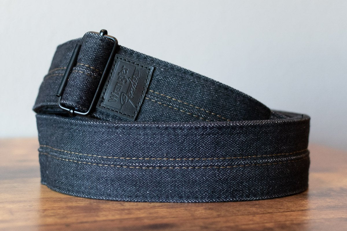 Fender X Wrangler Denim Strap, Washed Black Stitch