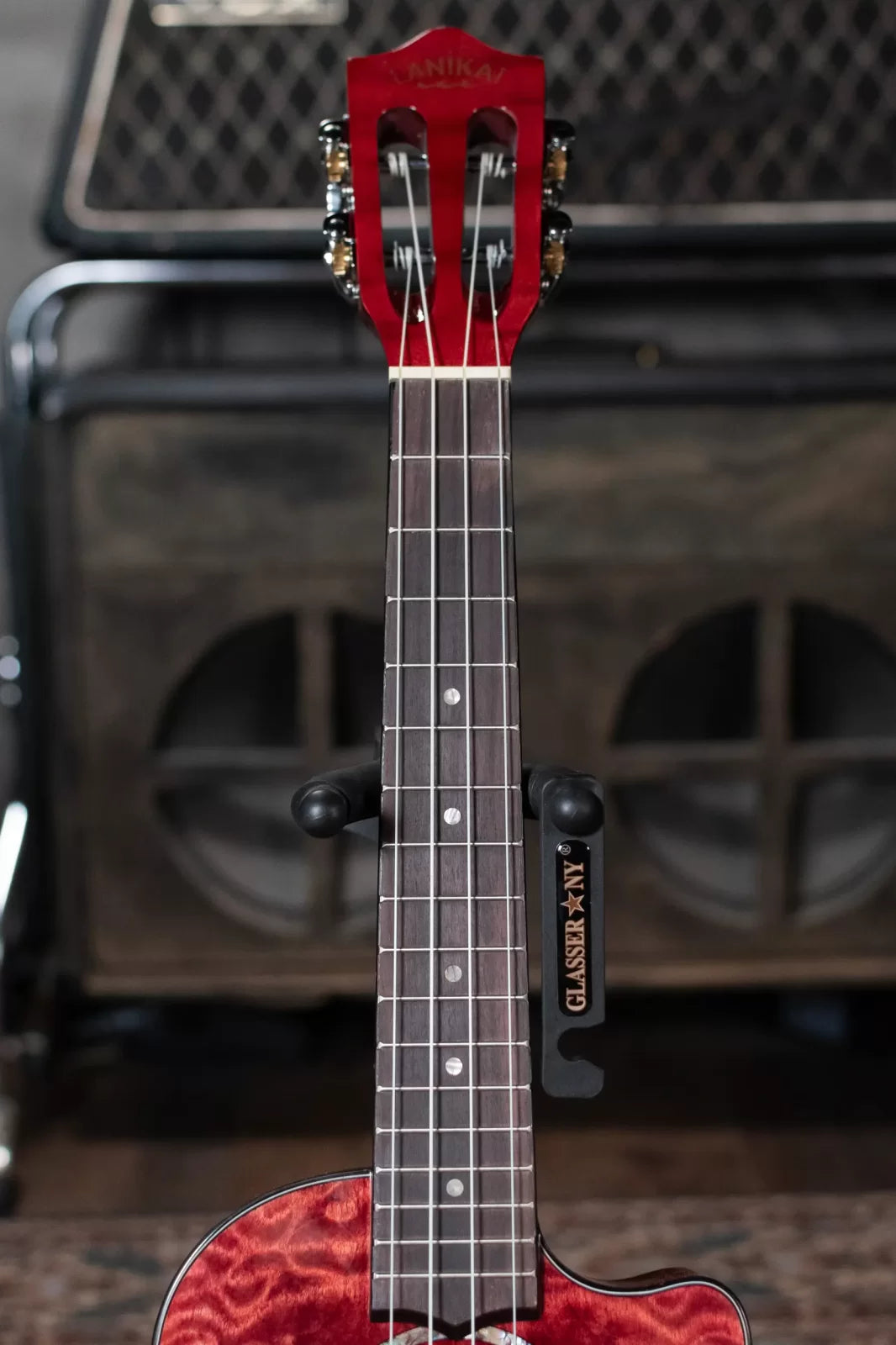 new Lanikai QM RDCET Quilted Maple Red Tenor Ukulele Cutaway w Electronics Gig Bag haggertys 04