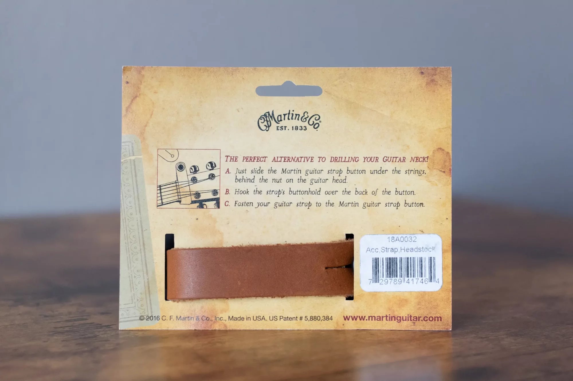Martin Headstock Strap Tie - Brown