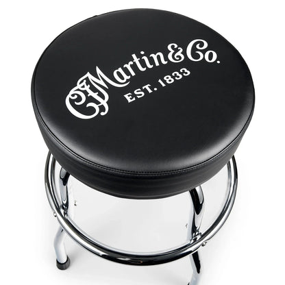 Martin White Embossed Logo Barstool - Chrome