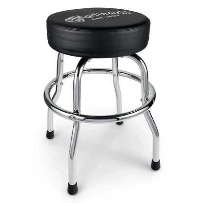Martin White Embossed Logo Barstool - Chrome