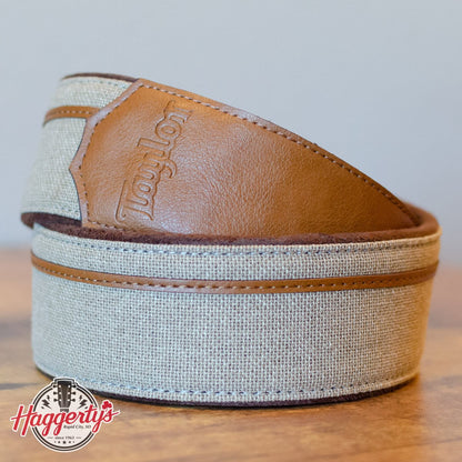 Taylor Vegan Leather Guitar Strap - Tan with Natural Textile Trim 2.5" (4203-25)
