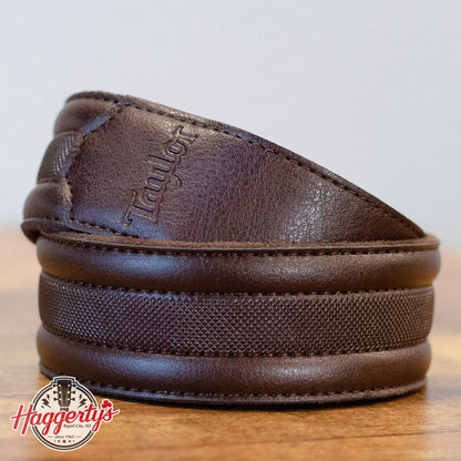 Taylor Slim Vegan Leather Strap Chocolate Brown Engraving 1.50" Embossed Logo