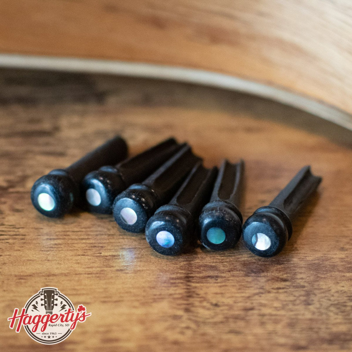 Taylor Bridge Pins Ebony with Abalone Dots
