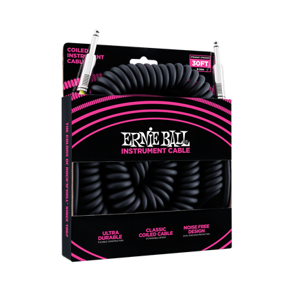 Ernie Ball P06044 Coiled Instrument Cable Straight/Straight Black