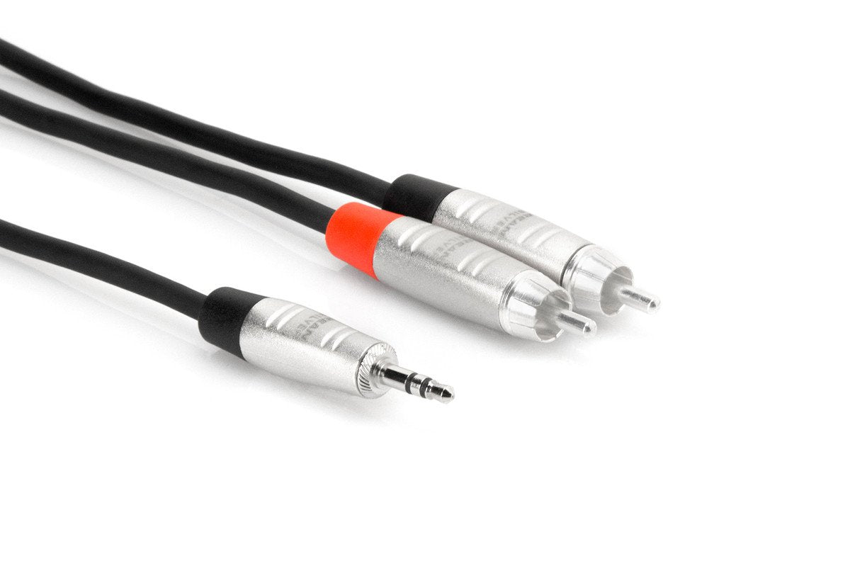 Hosa HMR-010Y Pro Stereo Breakout REAN 3.5 mm TRS to Dual RCA 10 ft