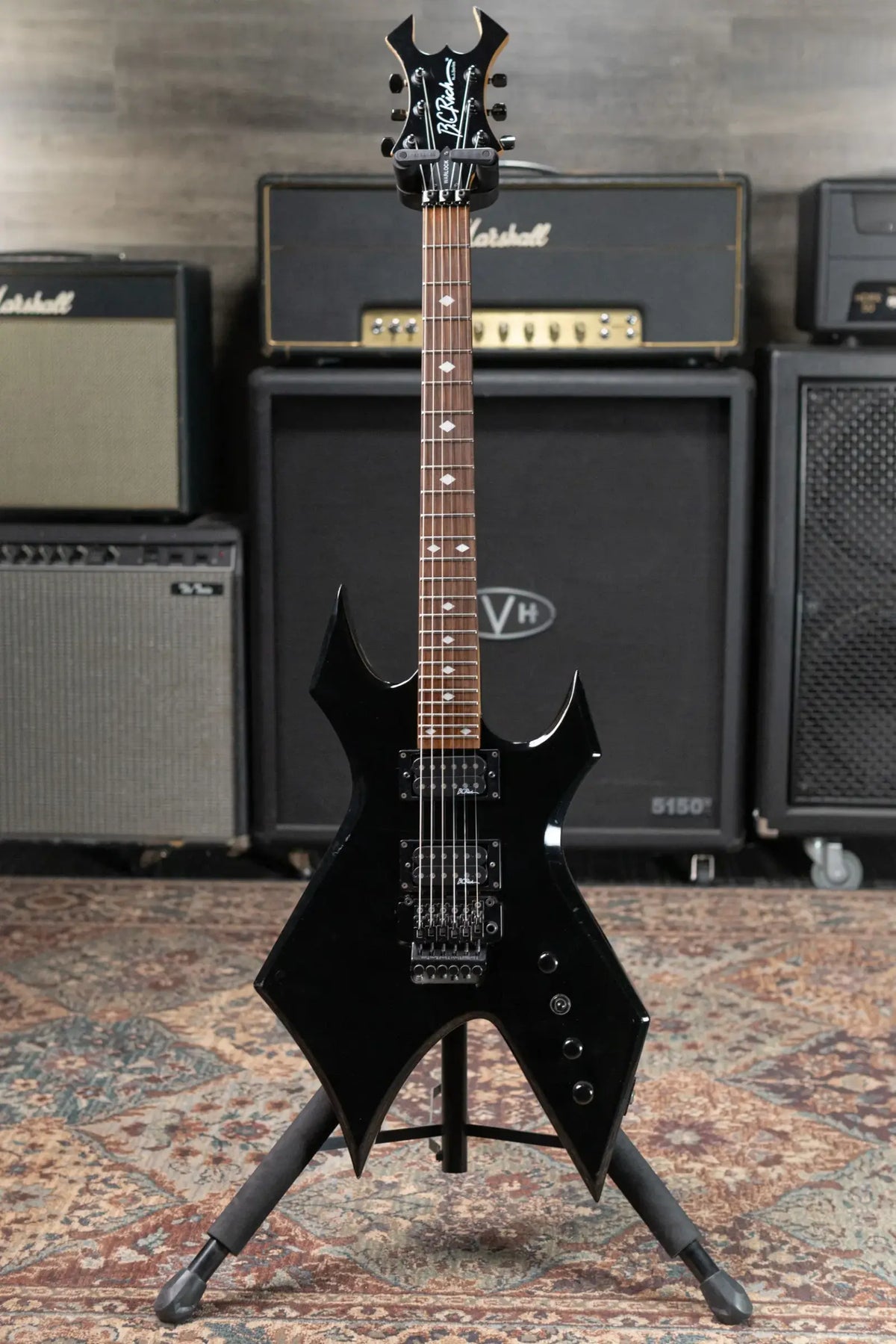 B.C. Rich Warlock Electric Guitar - Ebony with Hardshell Case - Used