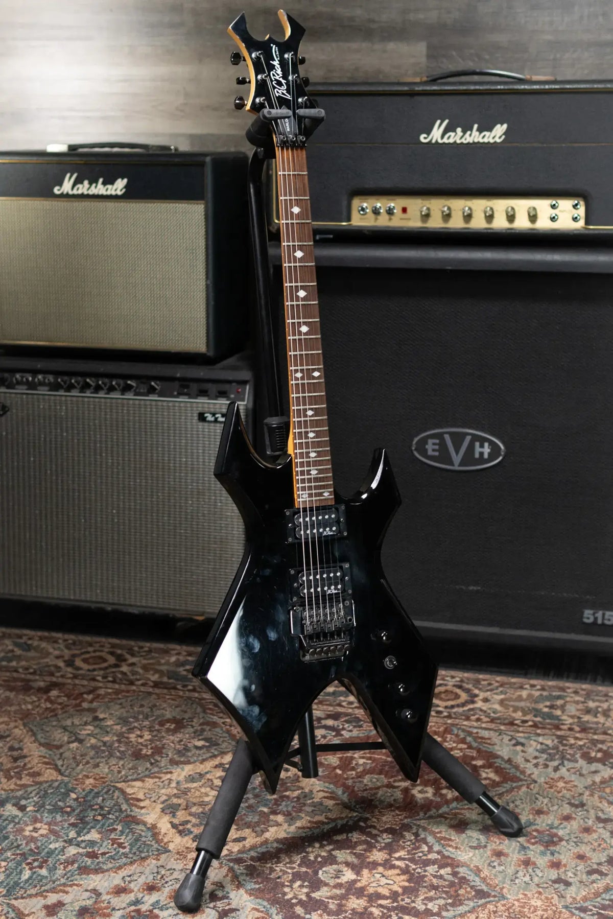 B.C. Rich Warlock Electric Guitar - Ebony with Hardshell Case - Used