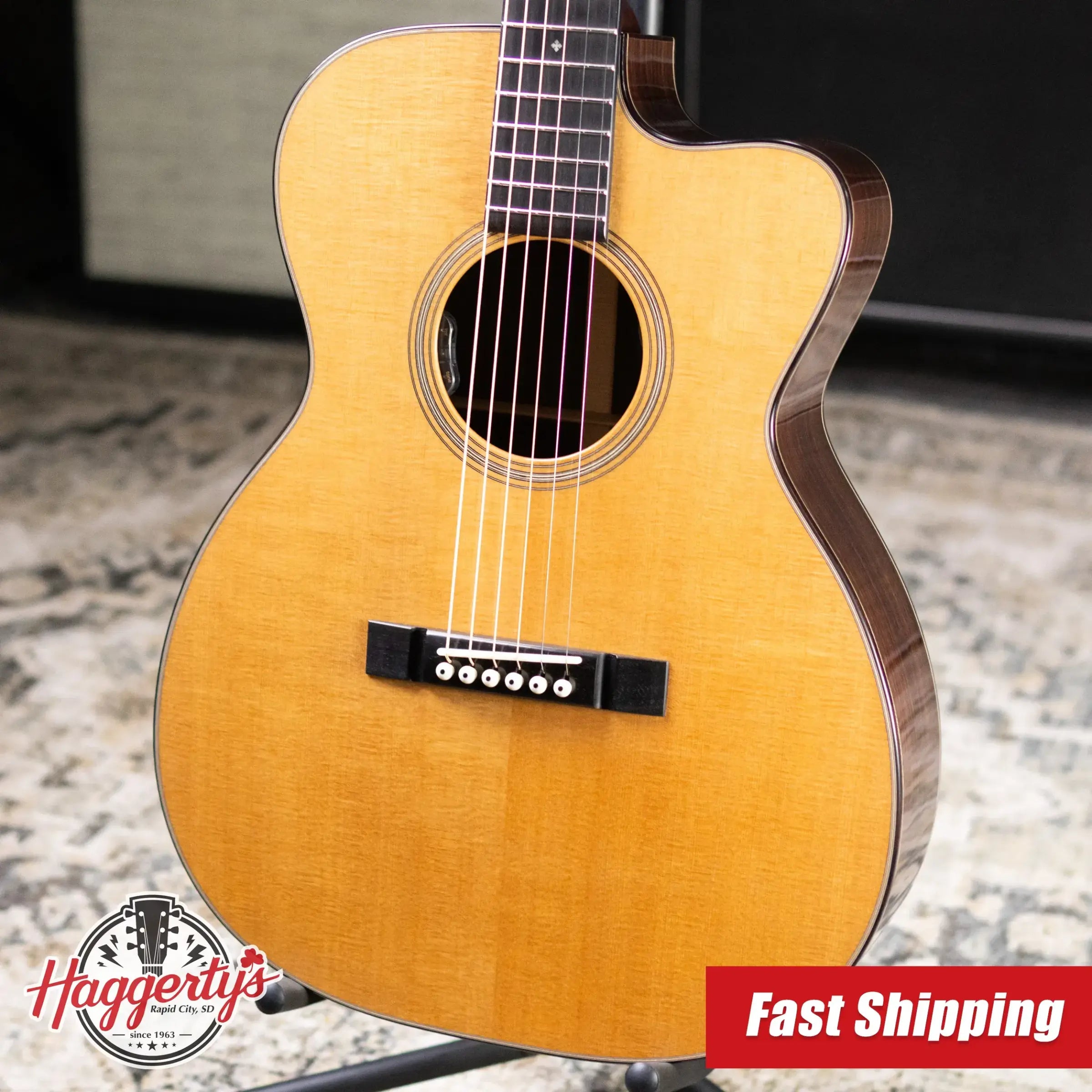 Bourgeios OMCE/DE Soloist Downeast Series Acoustic/Electric Guitar - Thermo-Cured Sitka Spruce/Indian Rosewood with Hardshell Case