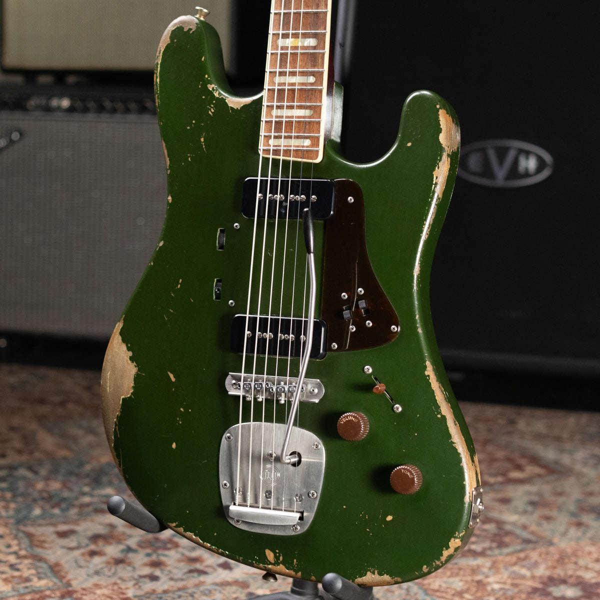 Castedosa #37 Conchers Baritone with La Raza Octave Fuzz Circuit - Aged Cadillac Green Metallic with Hardshell Case - Used
