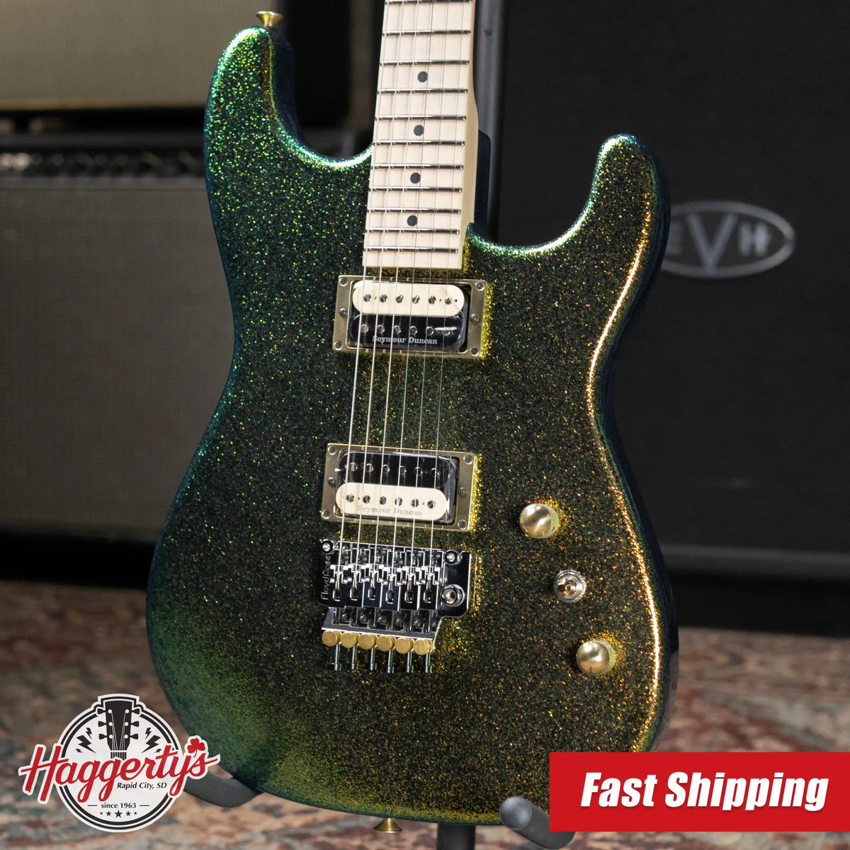 Charvel Custom Shop San Dimas Special Edition 2H FR Electric Guitar - Scarab Sparkle with Hardshell Case