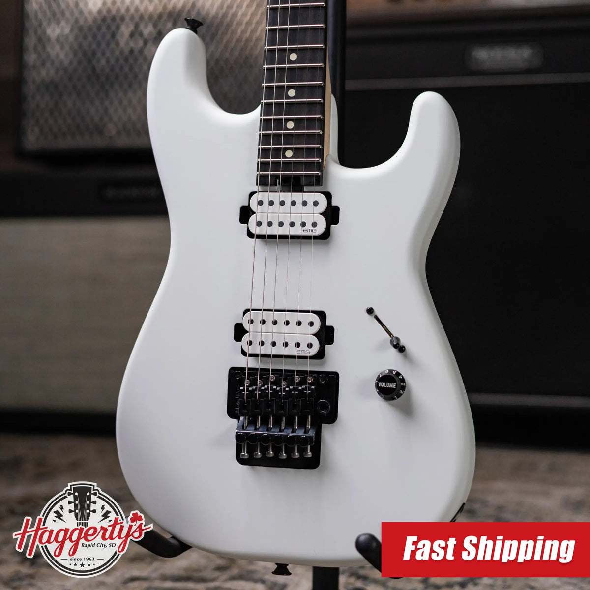 Charvel Jim Root Signature Pro-Mod San Dimas Style 1 HH FR E Electric Guitar - Satin White with Hardshell Gig Bag