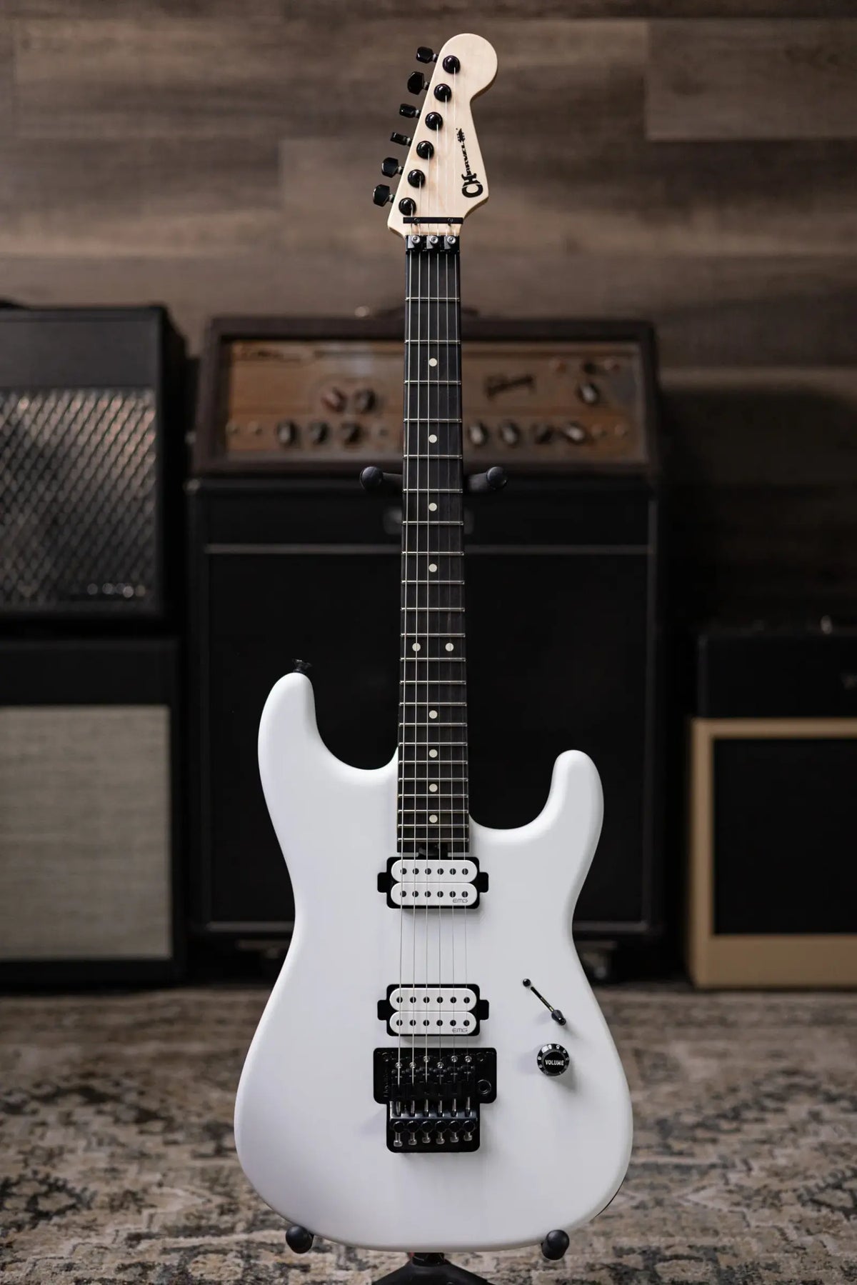 Charvel Jim Root Signature Pro-Mod San Dimas Style 1 HH FR E Electric Guitar - Satin White with Hardshell Gig Bag