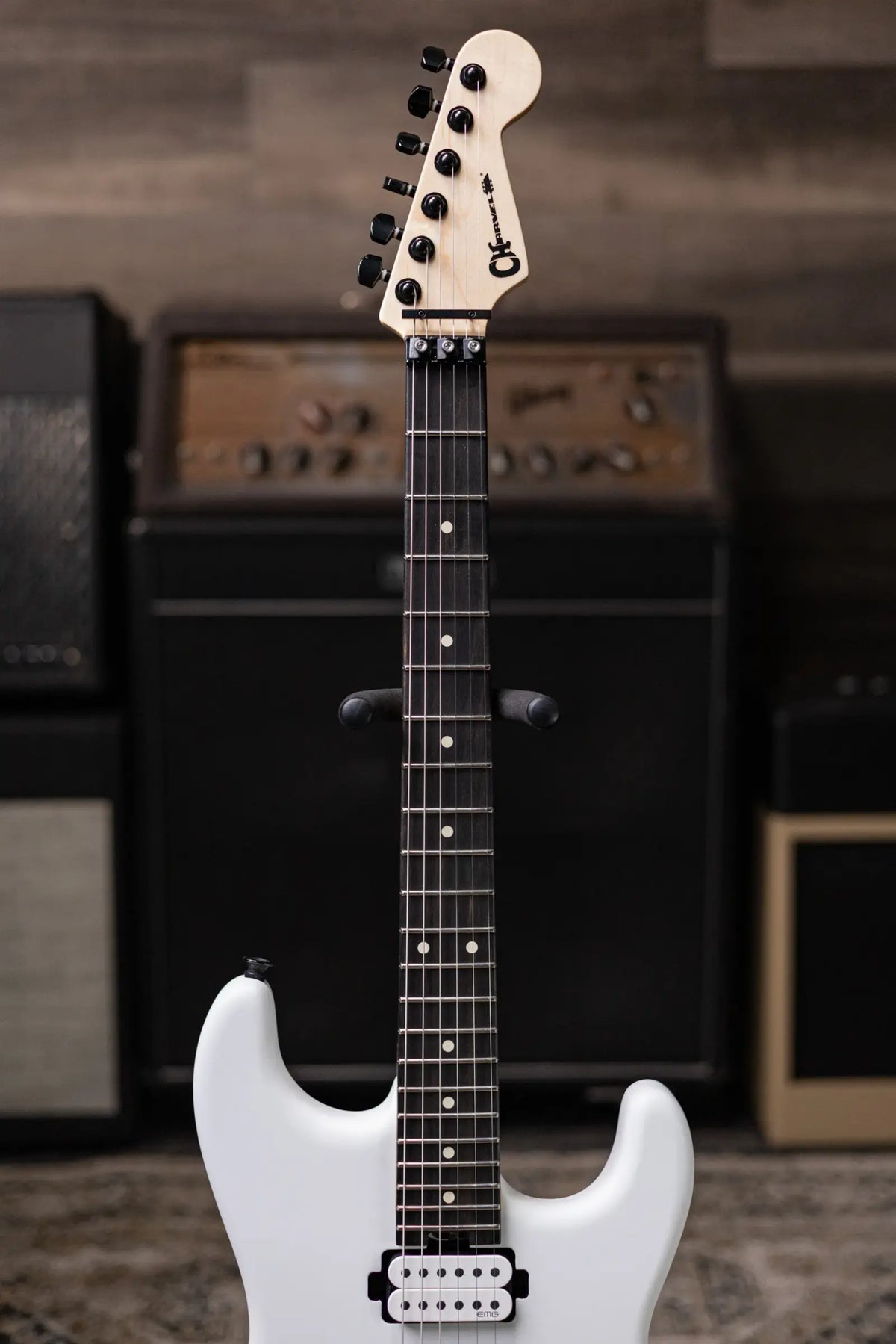 Charvel Jim Root Signature Pro-Mod San Dimas Style 1 HH FR E Electric Guitar - Satin White with Hardshell Gig Bag