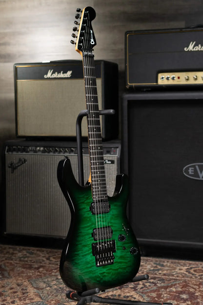 Charvel Pro-Mod Plus Dinky DK24 HH FR QM EB Electric Guitar - Cloaked Emerald Green with Gig Bag