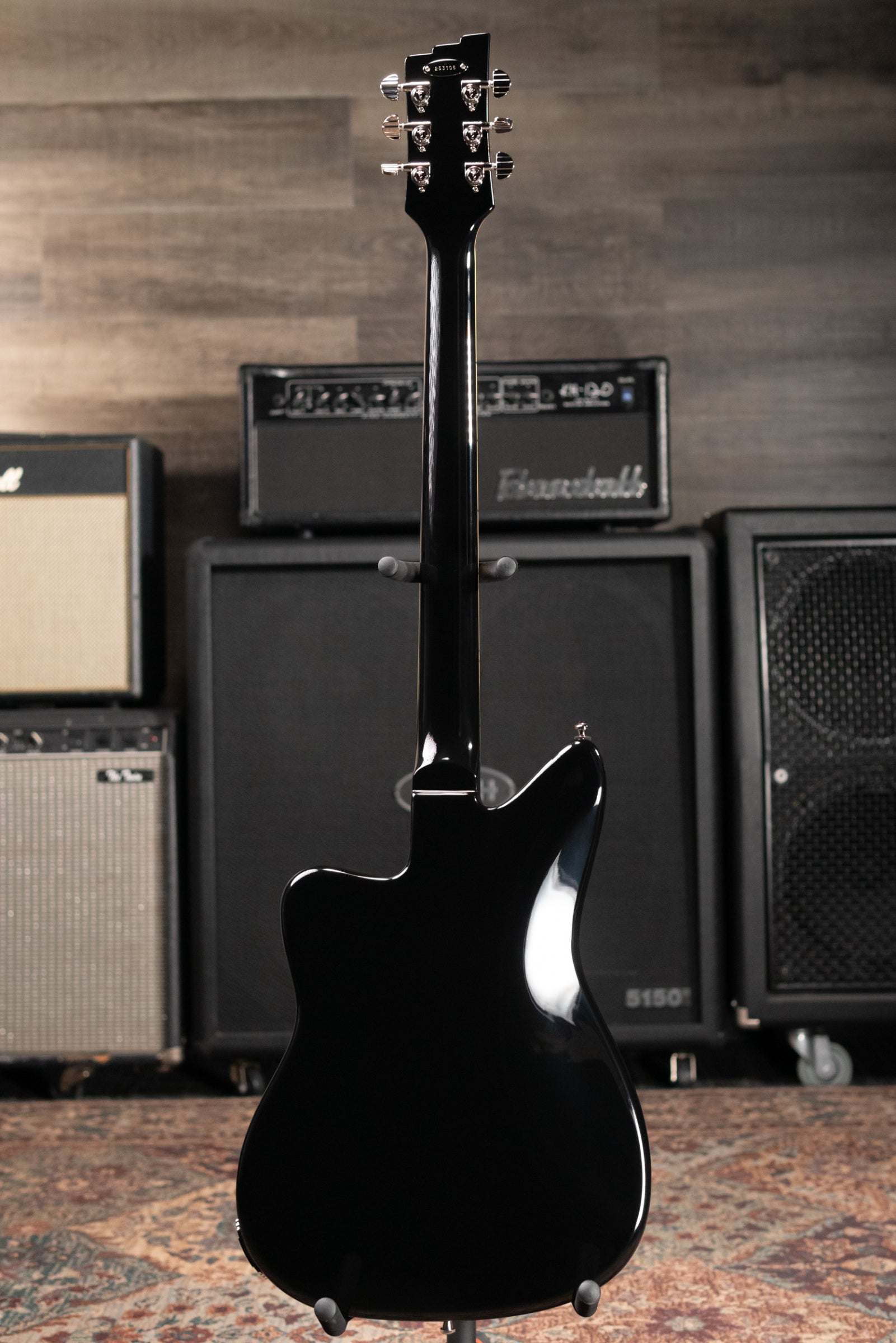 Duesenberg Paloma Baritone Electric Guitar - Black Sparkle with Gig Bag