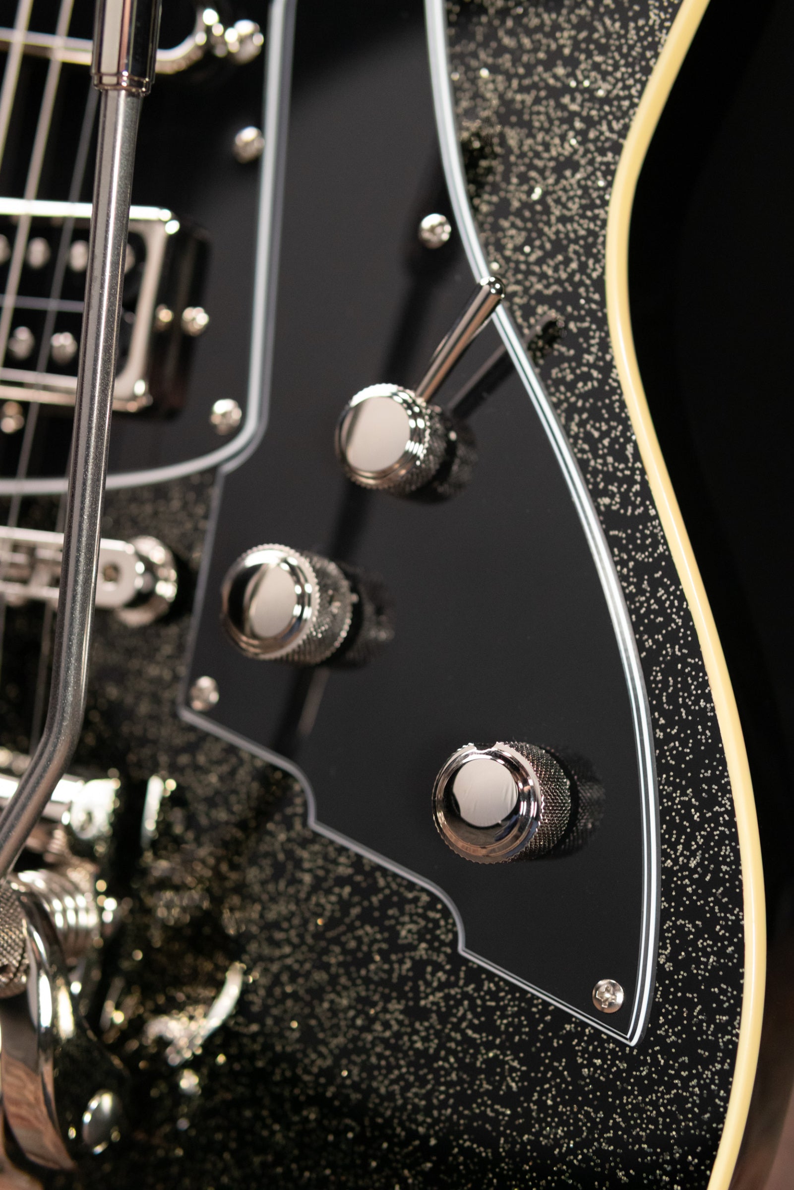 Duesenberg Paloma Baritone Electric Guitar - Black Sparkle with Gig Bag