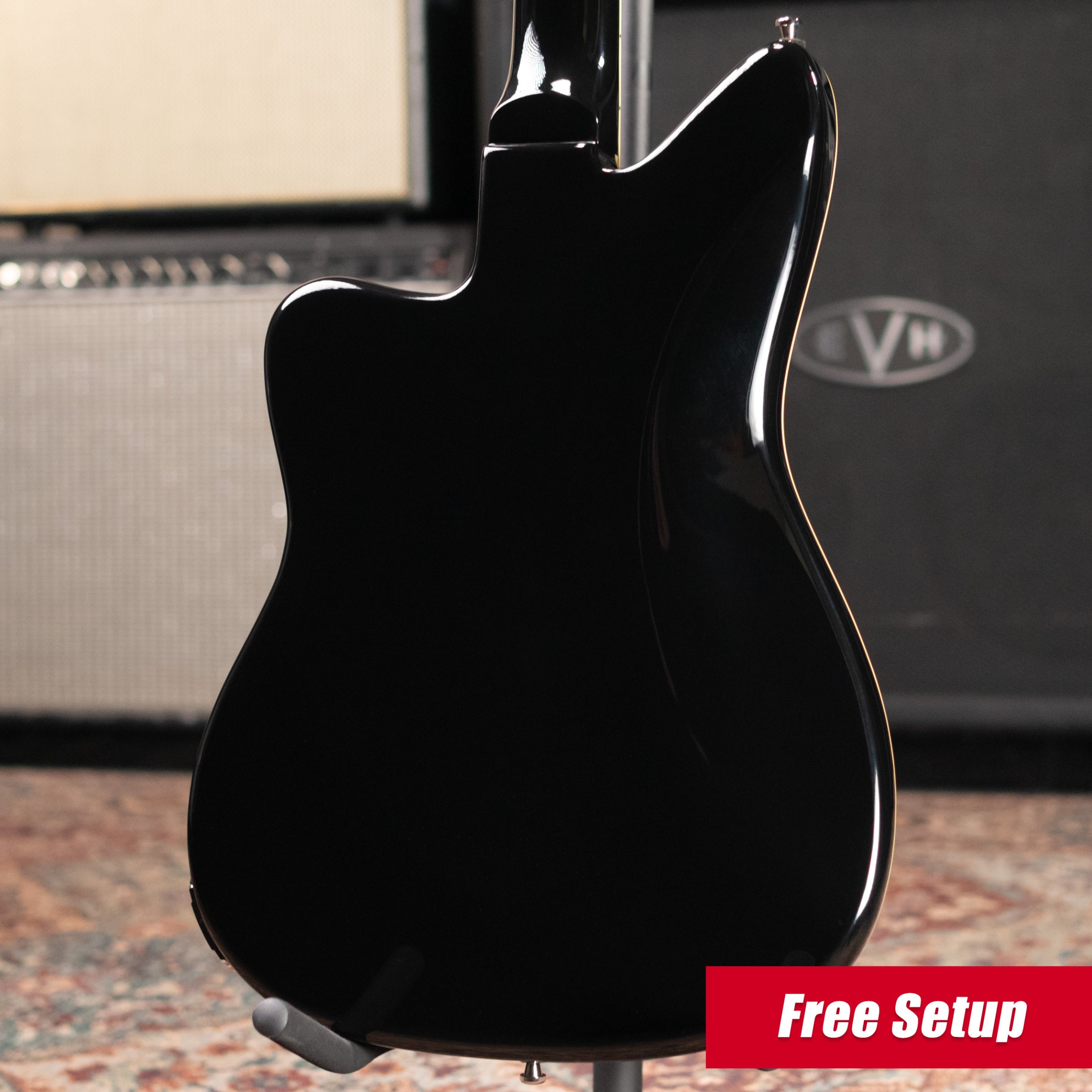 Duesenberg Paloma Baritone Electric Guitar - Black Sparkle with Gig Bag