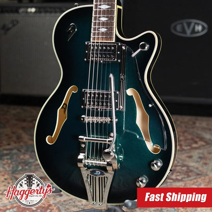 Duesenberg Starplayer TV DLX Semi-Hollow Electric Guitar - Catalina Green Burst with Hardshell Case