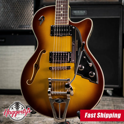 Duesenberg Starplayer TV Semi-Hollow Electric Guitar - Gold Burst with Hardshell Case