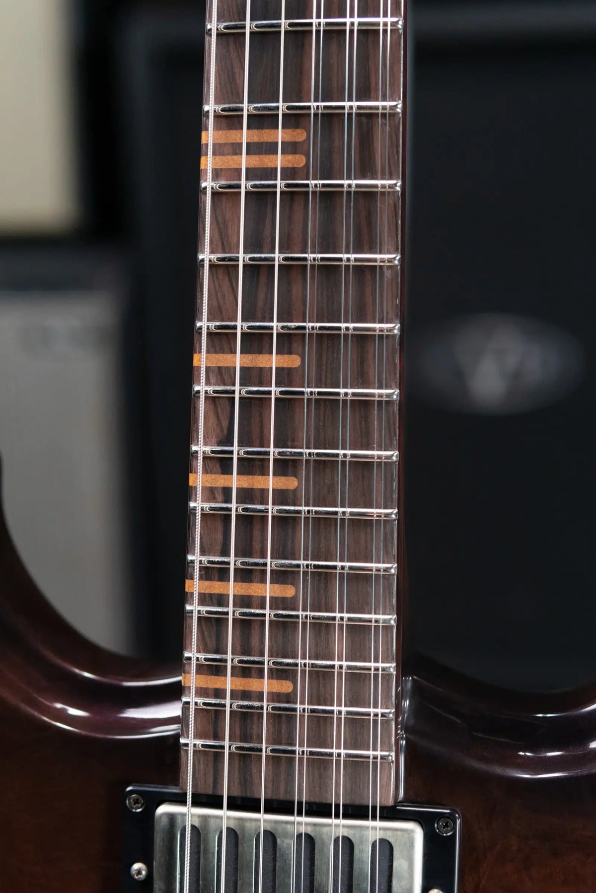 Dunable Custom Gnarwhal 9-String 1-Piece Curly Redwood Electric Guitar - Charcoal/Red Shift with Hardshell Case