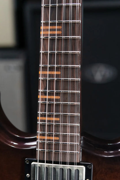 Dunable Custom Gnarwhal 9-String 1-Piece Curly Redwood Electric Guitar - Charcoal/Red Shift with Hardshell Case