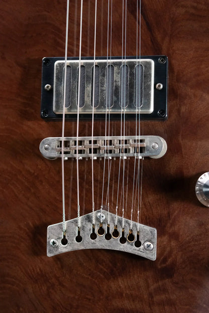 Dunable Custom Gnarwhal 9-String 1-Piece Curly Redwood Electric Guitar - Charcoal/Red Shift with Hardshell Case