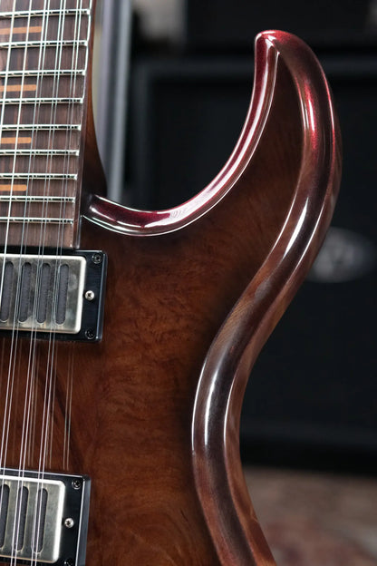 Dunable Custom Gnarwhal 9-String 1-Piece Curly Redwood Electric Guitar - Charcoal/Red Shift with Hardshell Case